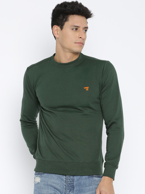 

The Indian Garage Co Men Green Solid Pullover Sweatshirt
