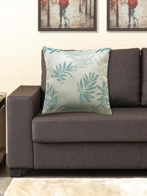 

Home Centre Grey & Green Set of 2 Leaves Jacquard Square Cushion Covers