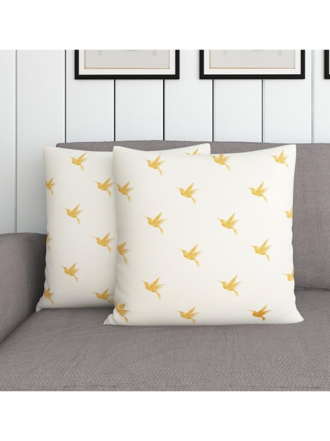 

Home Centre White & Gold-Toned Set of 2 Quirky Square Cushion Covers