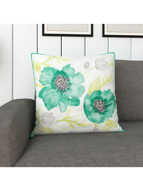 

Home Centre White & Green Floral Square Cushion Covers