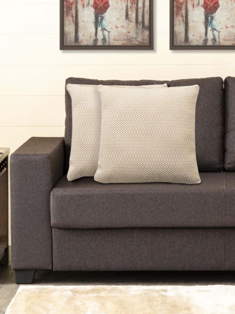 

Home Centre Beige & Yellow Set of 2 Geometric Square Cushion Covers