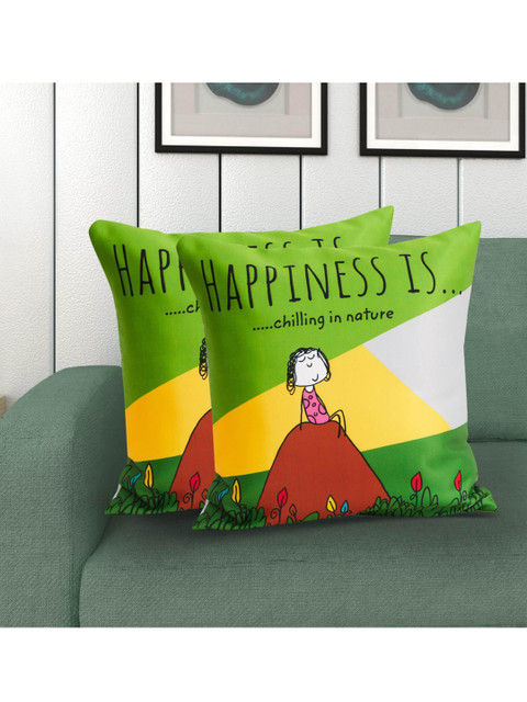 

Home Centre Green & Yellow Quirky Square Cushion Covers