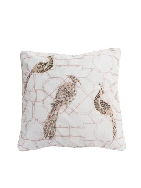 

Home Centre White & Peach-Coloured Ethnic Motifs Square Cushion Covers