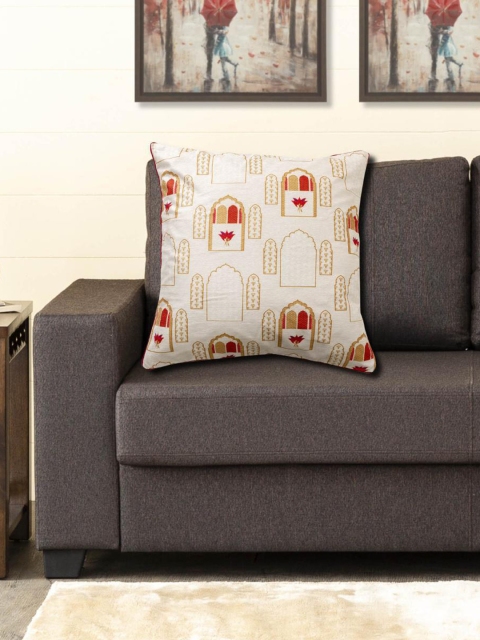 

Home Centre White & Red Quirky Square Cushion Covers