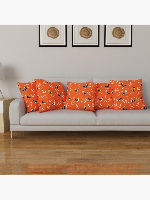 

Home Centre Orange & White Set of 5 Quirky Square Cushion Covers