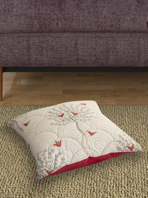

Home Centre Beige & Red Floral Square Cushion Covers