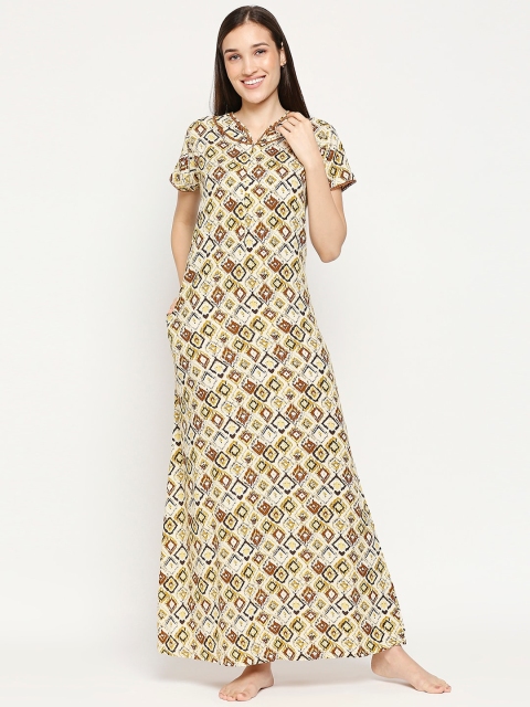 

XIN Yellow Printed Maxi Nightdress