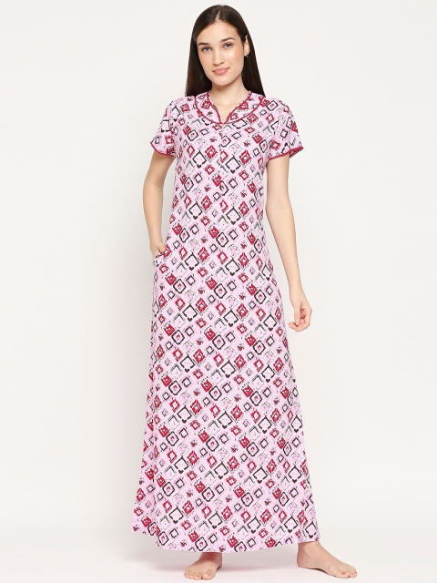

XIN Pink Printed Maxi Nightdress