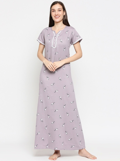 

XIN Grey Printed Maxi Nightdress