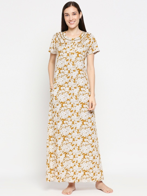 

XIN Yellow Printed Maxi Nightdress