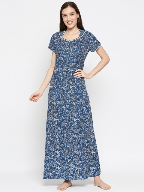 

XIN Women Blue Printed Rayon Nighty