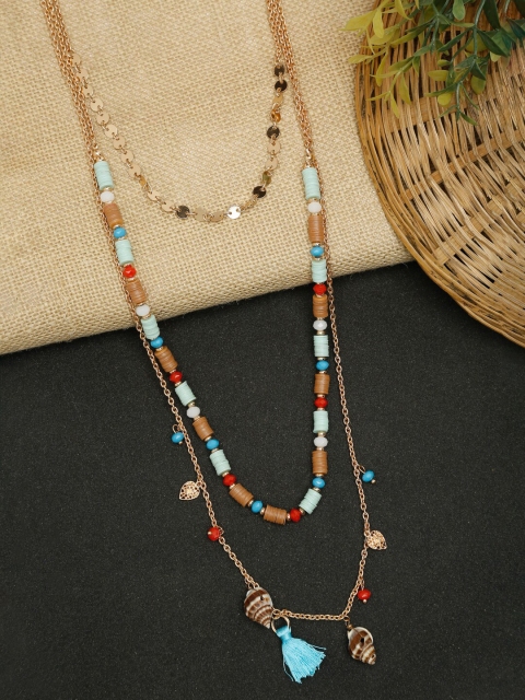 

NEUDIS Women Sleek Gold Plated Tasseled Layered Necklaces