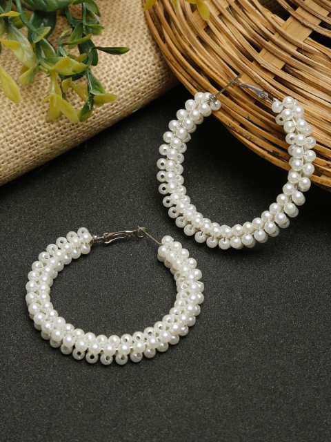 

NEUDIS White Circular Pearl Hoop Earrings