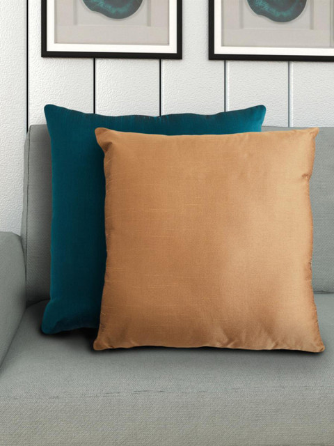 

Home Centre Blue & Brown Set Of 2 Vegas Dupion Textured Filled Cushions