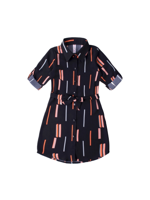 

Hunny Bunny Girls Black & Coral Striped Printed Shirt Dress