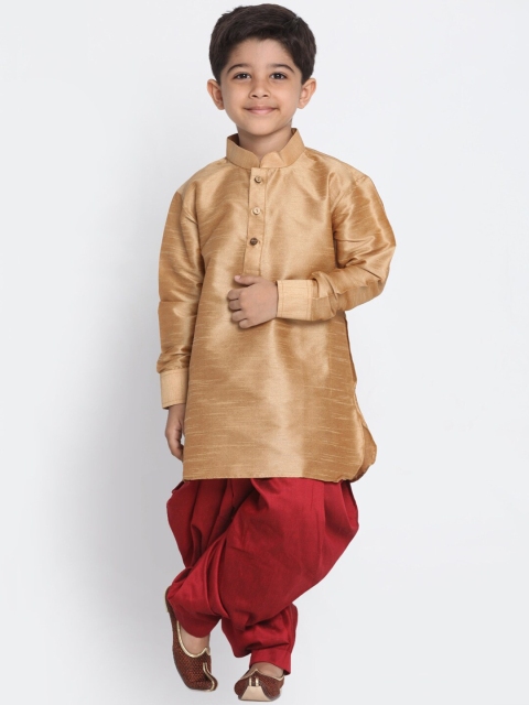 

VASTRAMAY Boys Gold Regular Kurta with Dhoti Pants
