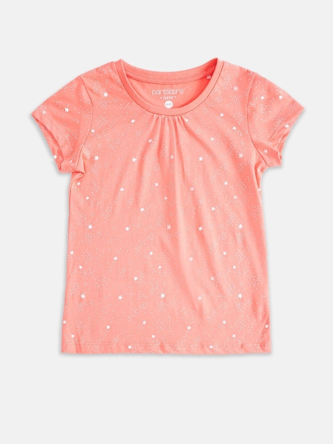 

Pantaloons Junior Girls Peach-Coloured Ditsy Printed T-shirt