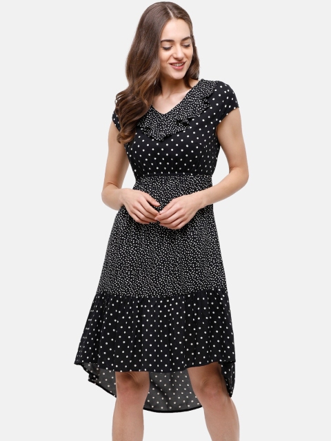 

Double Two Women Black & White Printed Fit & Flare Tiered Dress
