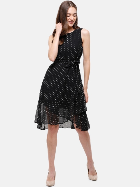 

Double Two Women Black & White Printed Fit & Flare Dress