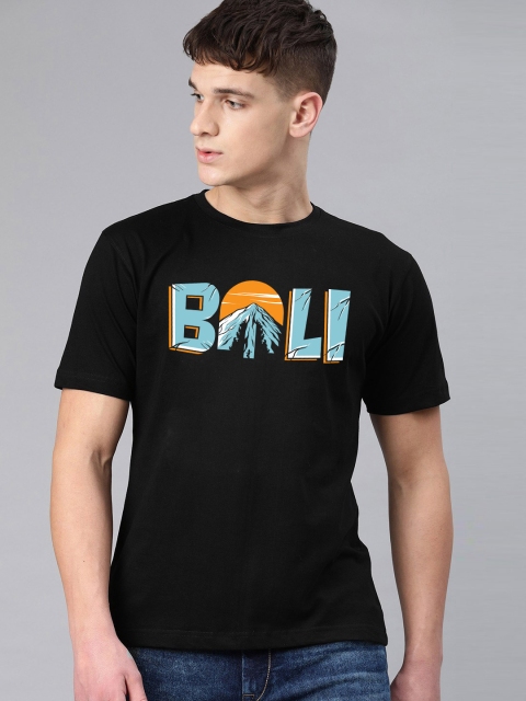 

BE AWARA Men Black Typography Printed Cotton T-shirt