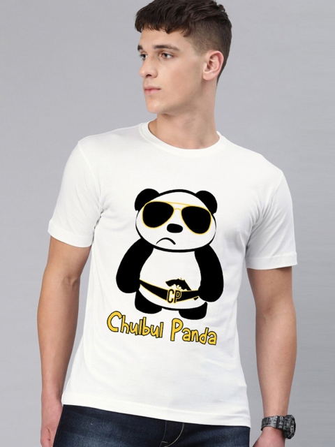 

BE AWARA Men White Printed T-shirt