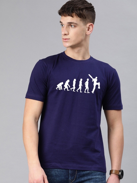 

BE AWARA Men Navy Blue Printed T-shirt