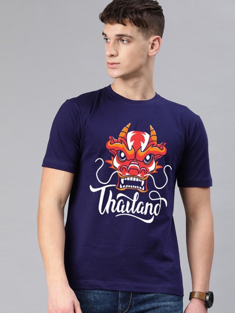 

BE AWARA Men Navy Blue Printed T-shirt