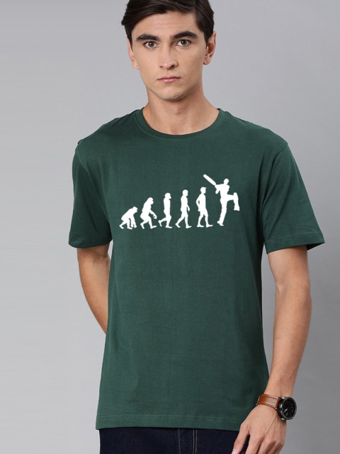 

BE AWARA Men Green Printed T-shirt