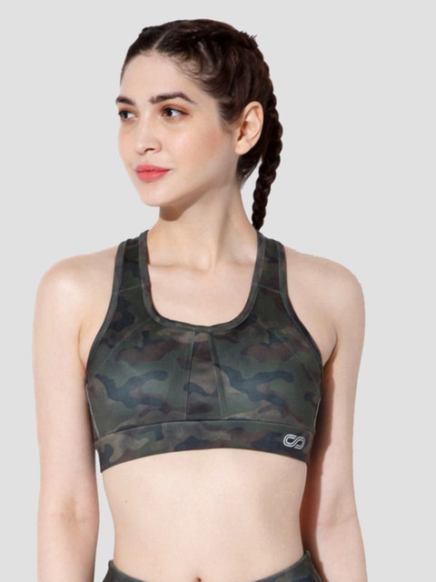 

Silvertraq Grey & Green Abstract Underwired Flex Sports Workout Bra