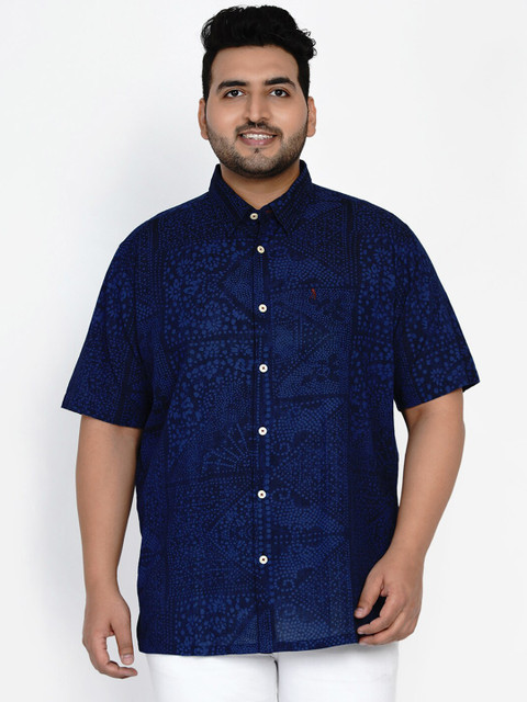

Santonio Men Navy Blue Abstract Printed Casual Shirt