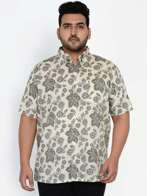 

Santonio Men Grey & Off White Floral Printed Casual Shirt