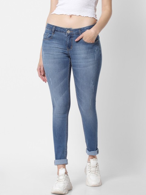 

MARCA Disati Women Blue Skinny Fit Low Distress Light Fade Jeans