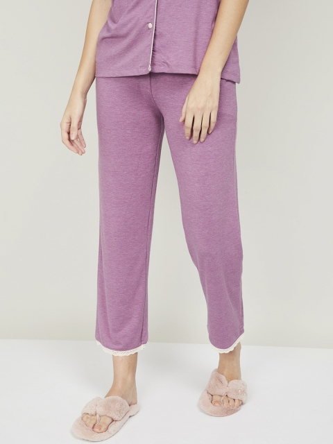 

Ginger by Lifestyle Women Purple Solid Cotton Lounge Pants