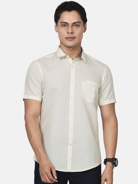 

t-base Men Off White Regular Fit Solid Opaque Casual Shirt