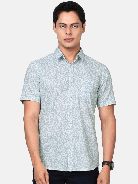 

t-base Men Blue & White Pure Cotton Printed Casual Shirt