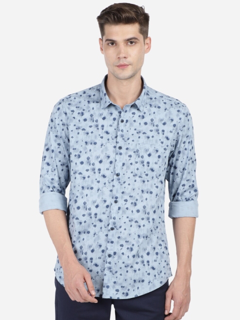 

Crocodile Men Blue Slim Fit Opaque Printed Casual Shirt