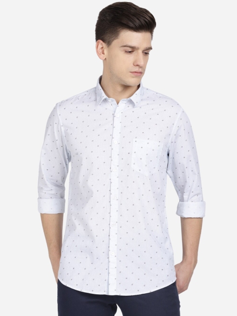 

Crocodile Men White Slim Fit Opaque Printed Casual Shirt