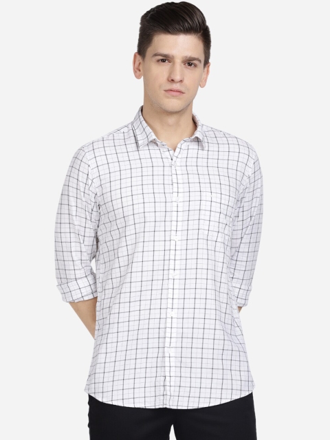 

Crocodile Men White Slim Fit Grid Tattersall Checks Opaque Checked Casual Shirt