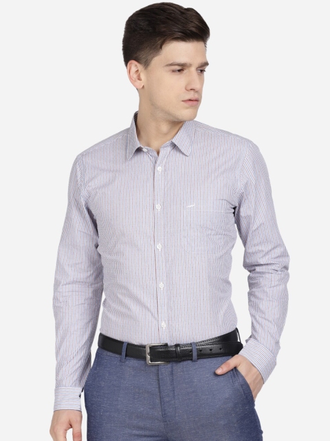 

Crocodile Men Blue Slim Fit Opaque Striped Formal Shirt