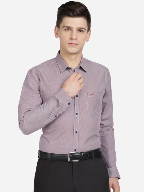 

Crocodile Men Maroon Slim Fit Opaque Striped Formal Shirt