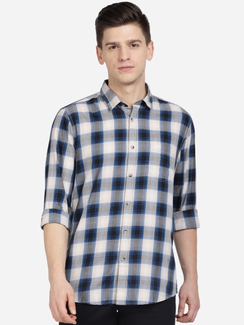 

Crocodile Men Blue Slim Fit Opaque Checked Casual Shirt