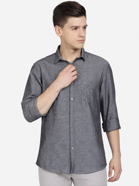 

Crocodile Men Grey Slim Fit Opaque Casual Shirt