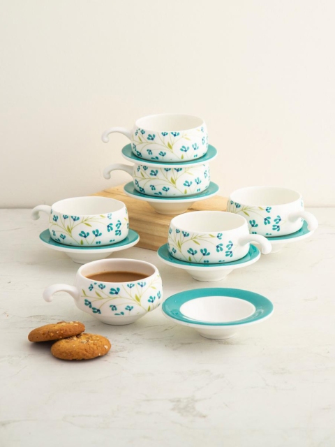 

Home Centre Blue & White 12-Pieces Floral Printed Cup and Saucer Set
