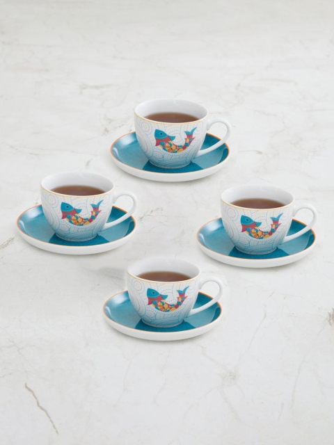 

Home Centre White & Blue 8-Pieces Eliana Deer Printed Cup and Saucers Set
