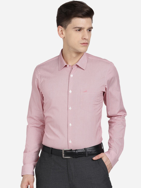 

Crocodile Men Red Slim Fit Opaque Striped Casual Shirt