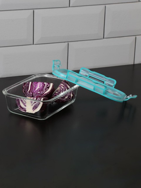 

Home Centre Transparent & Blue Glass Food Container 1000 ml
