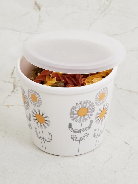 

Home Centre White & Yellow Meadows Siena Printed Melamine Canister