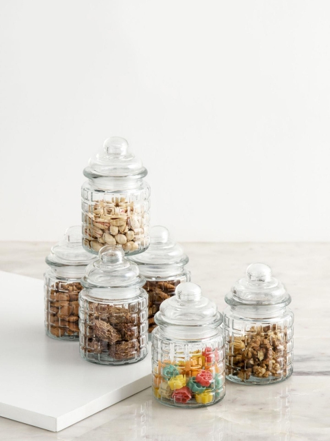 

Home Centre Set of 6 Transparent Marley Mimosa Round Storage Jar