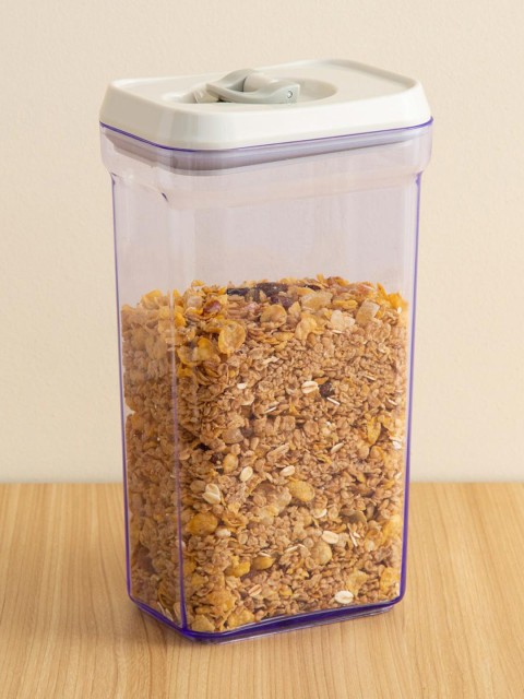 

Home Centre Transparent & White Solid Palestine-Austin Rectangular Storage Jar With Lid