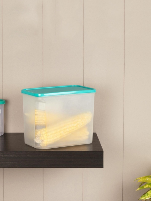 

Home Centre Transparent & Turquoise Blue Solid Storage Box